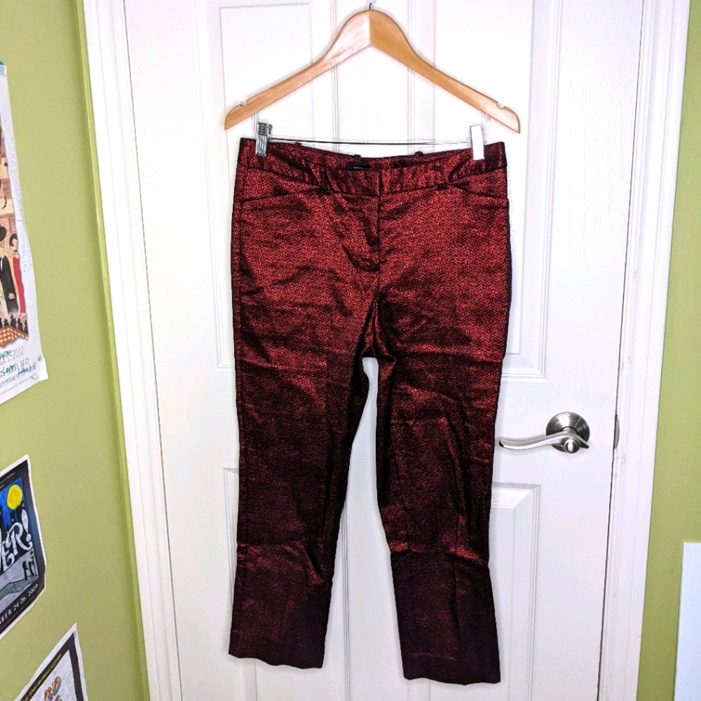 Slim Fit Red and Black Colour Shift Pants